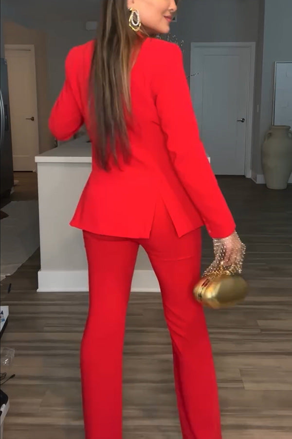Ensemble Blazer Tendance et Pantalon, 2 Pièces