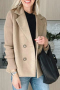 Manteau en Laine à Revers, Manches Tricot
