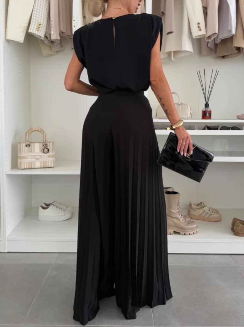 Ensemble Top et Pantalon Large Plissé