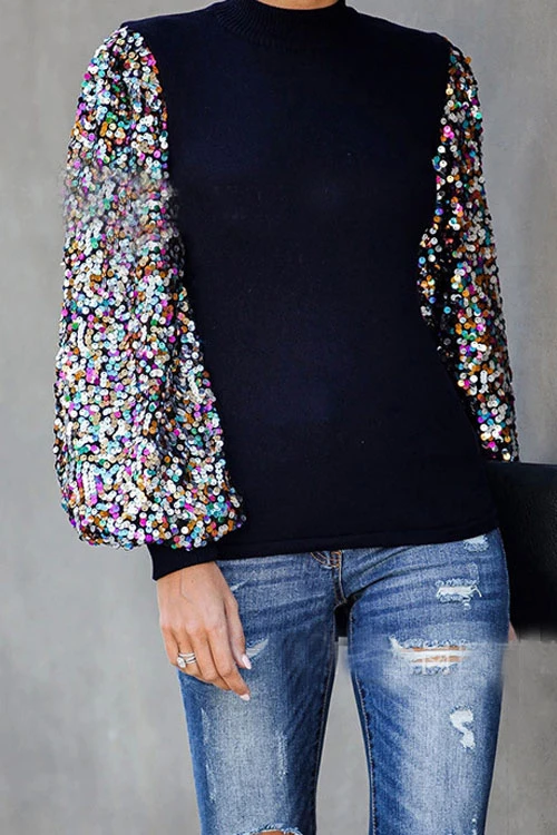 Chemisier Manches à Sequins Colorés