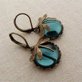 Boucles d'oreilles libellule sphérique or antique