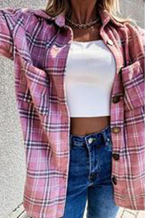 Manteau Chemise Rétro à Carreaux, Gros Boutons — 11 Coloris