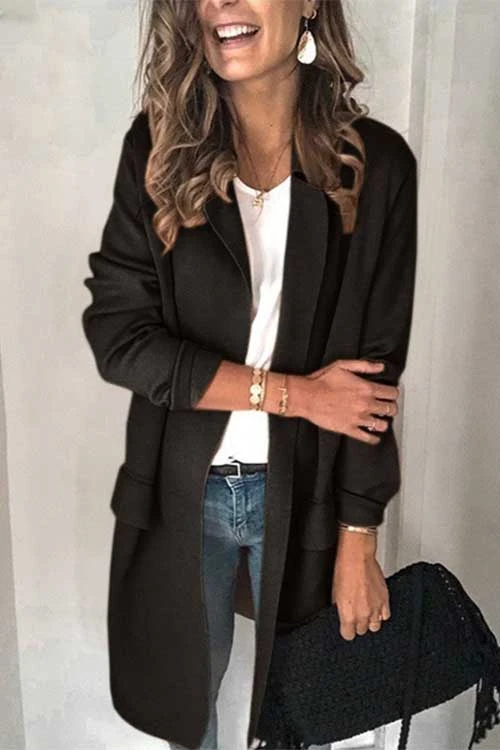 Tailleur Pardessus Long à Revers, Décontracté