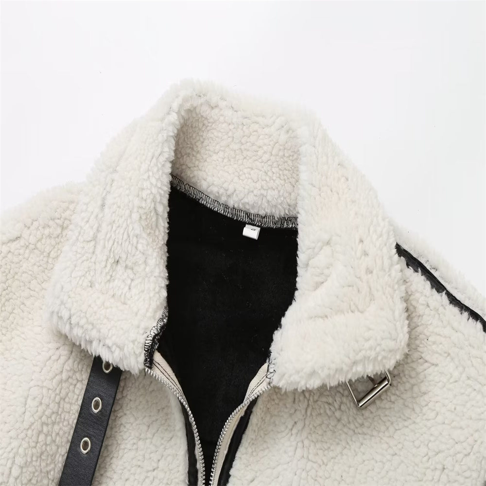 SOLÈNE — Veste Contrastée en Laine d’Agneau
