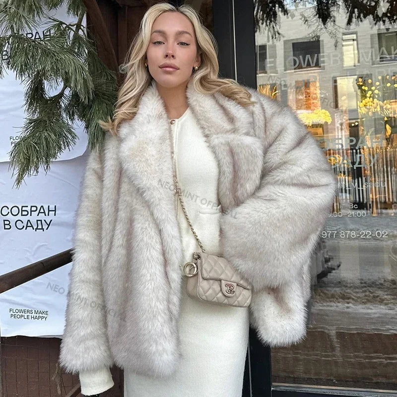 HÉLOÏSE — Manteau Oversize en Fausse Fourrure Dégradée