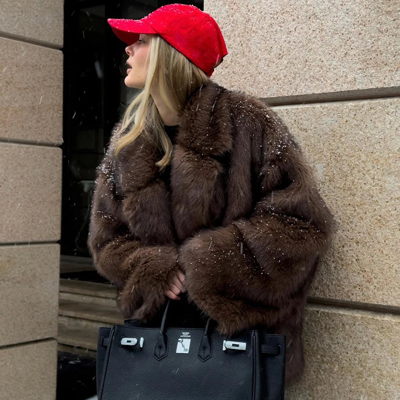HÉLOÏSE — Manteau Oversize en Fausse Fourrure Dégradée
