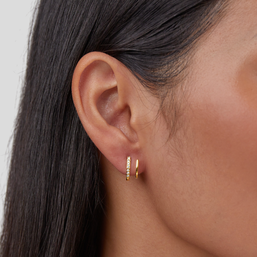 Boucles d'Oreilles Griffe Or 18K et Cristal