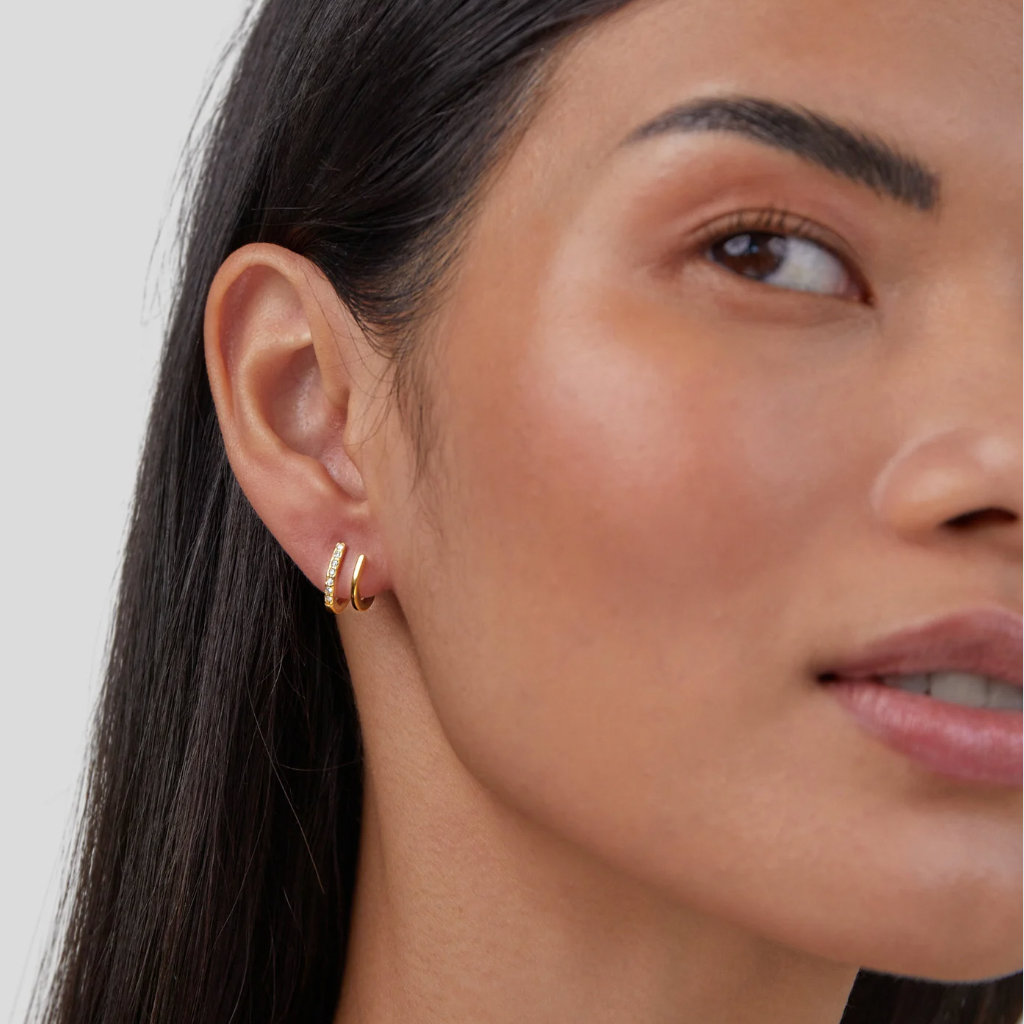 Boucles d'Oreilles Griffe Or 18K et Cristal