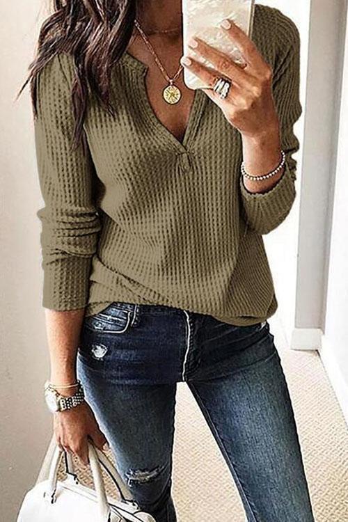 T-Shirt Doux et Confortable, Col en V