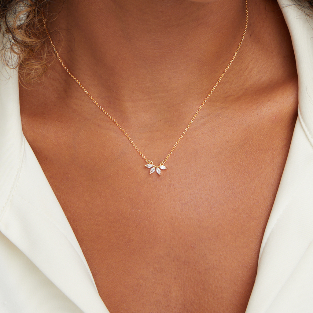 Collier Pendentif Feuille Tiffany en Cristal
