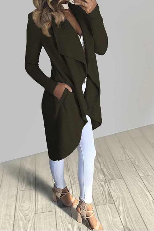 Manteau Long Coupe-Vent à Grand Revers