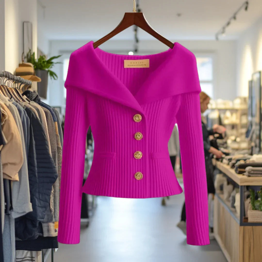 MORGANE — Cardigan Boutonné à Col Large