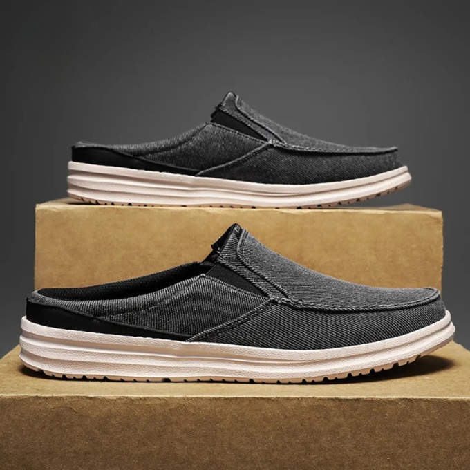 Mules en denim à enfiler