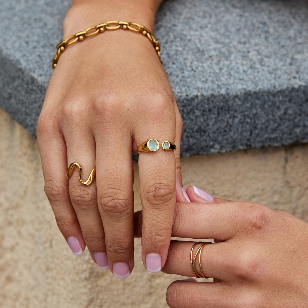 Bague Vintage Aigue-Marine Enveloppante