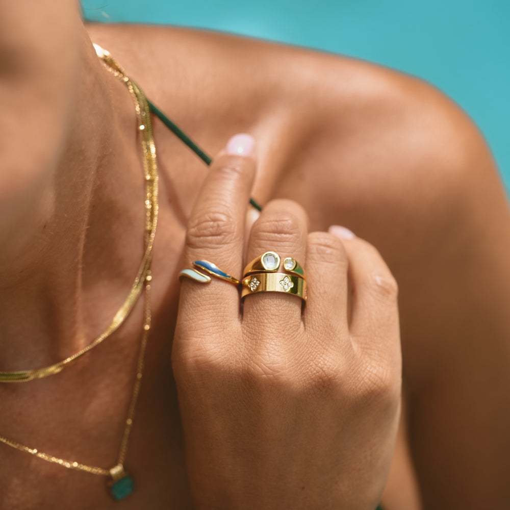 Bague Vintage Aigue-Marine Enveloppante