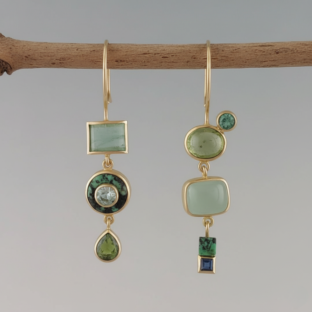 Boucles d'oreilles vertes vintage