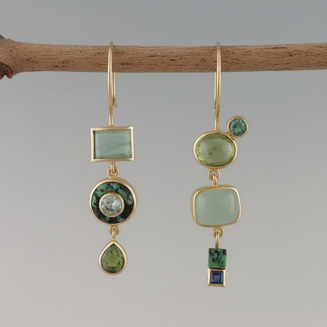 Boucles d'oreilles vertes vintage