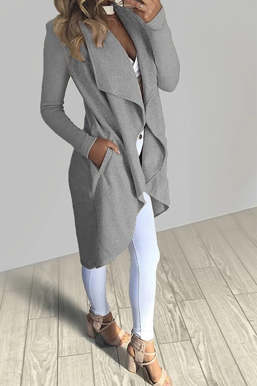 Manteau Long Coupe-Vent à Grand Revers