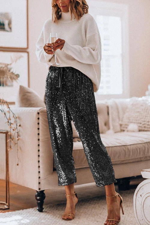 Pantalon de Soirée à Sequins, Style Jogging (SOLDE)