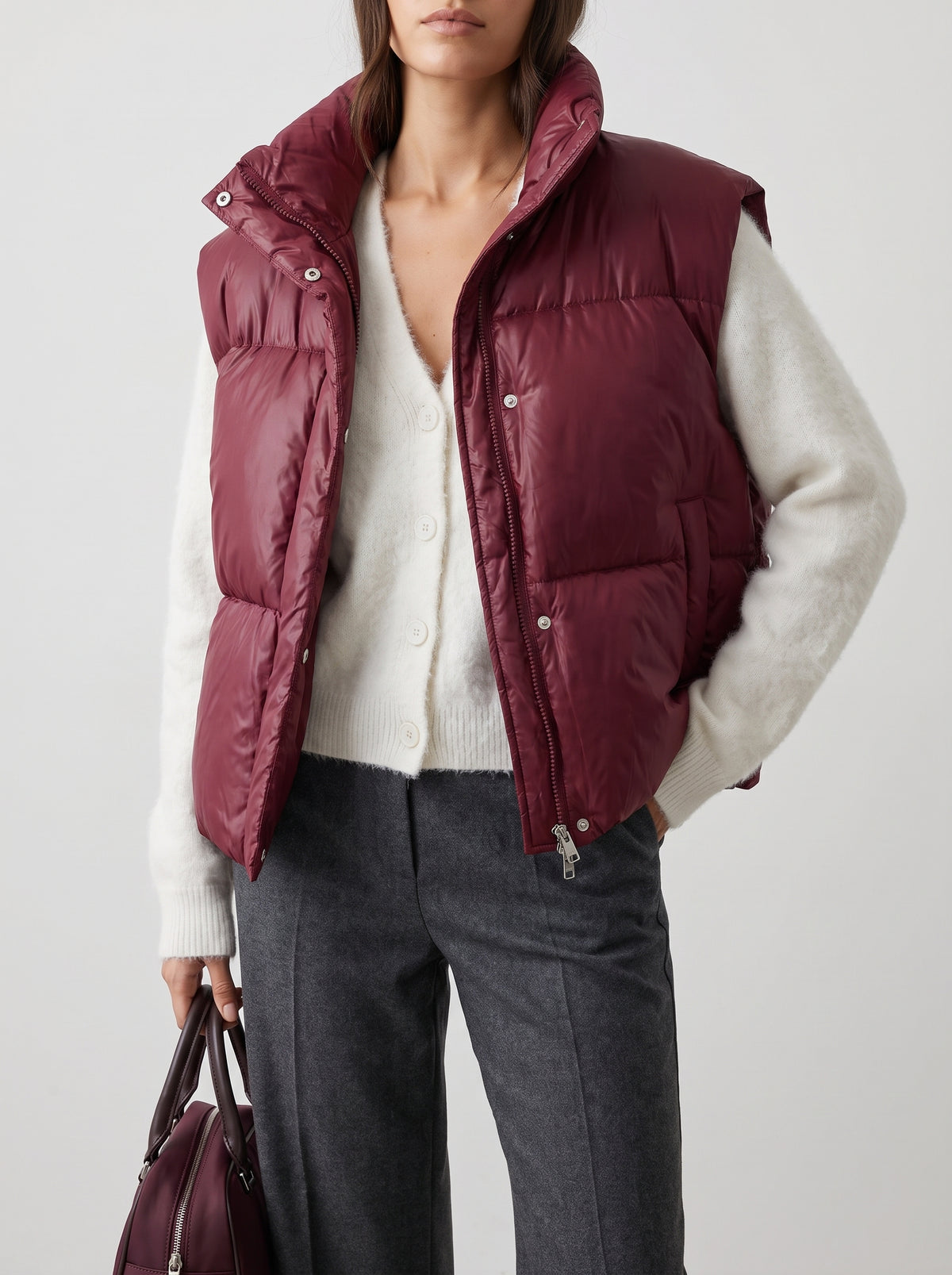 Zarina Quilted High Neck Gilet