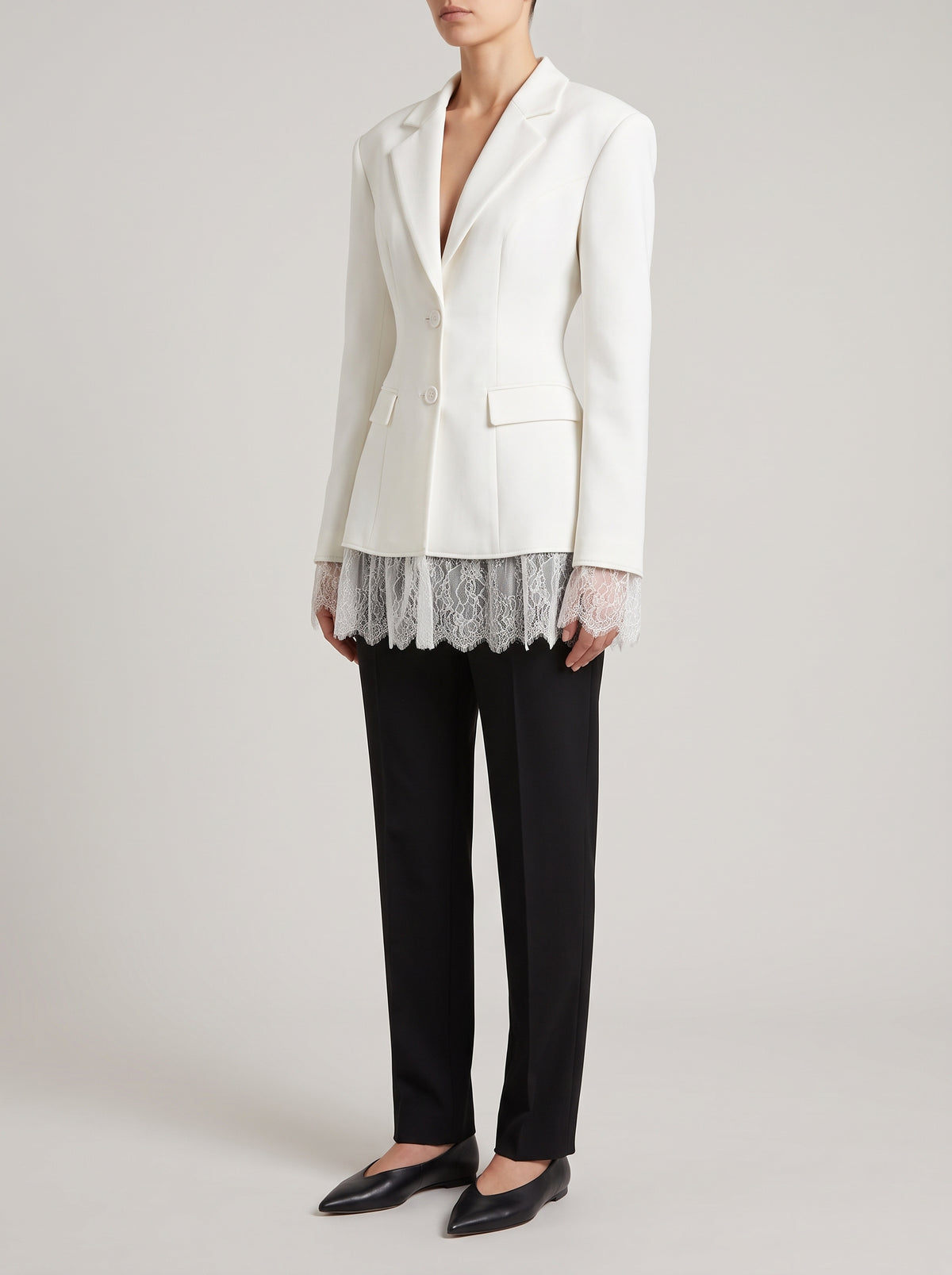 Colbie Lace-Trimmed Blazer - White