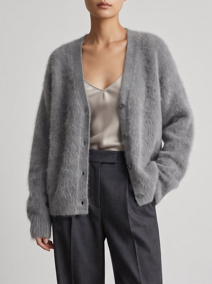 Terry Soft Knit Cardigan — Dark Gray
