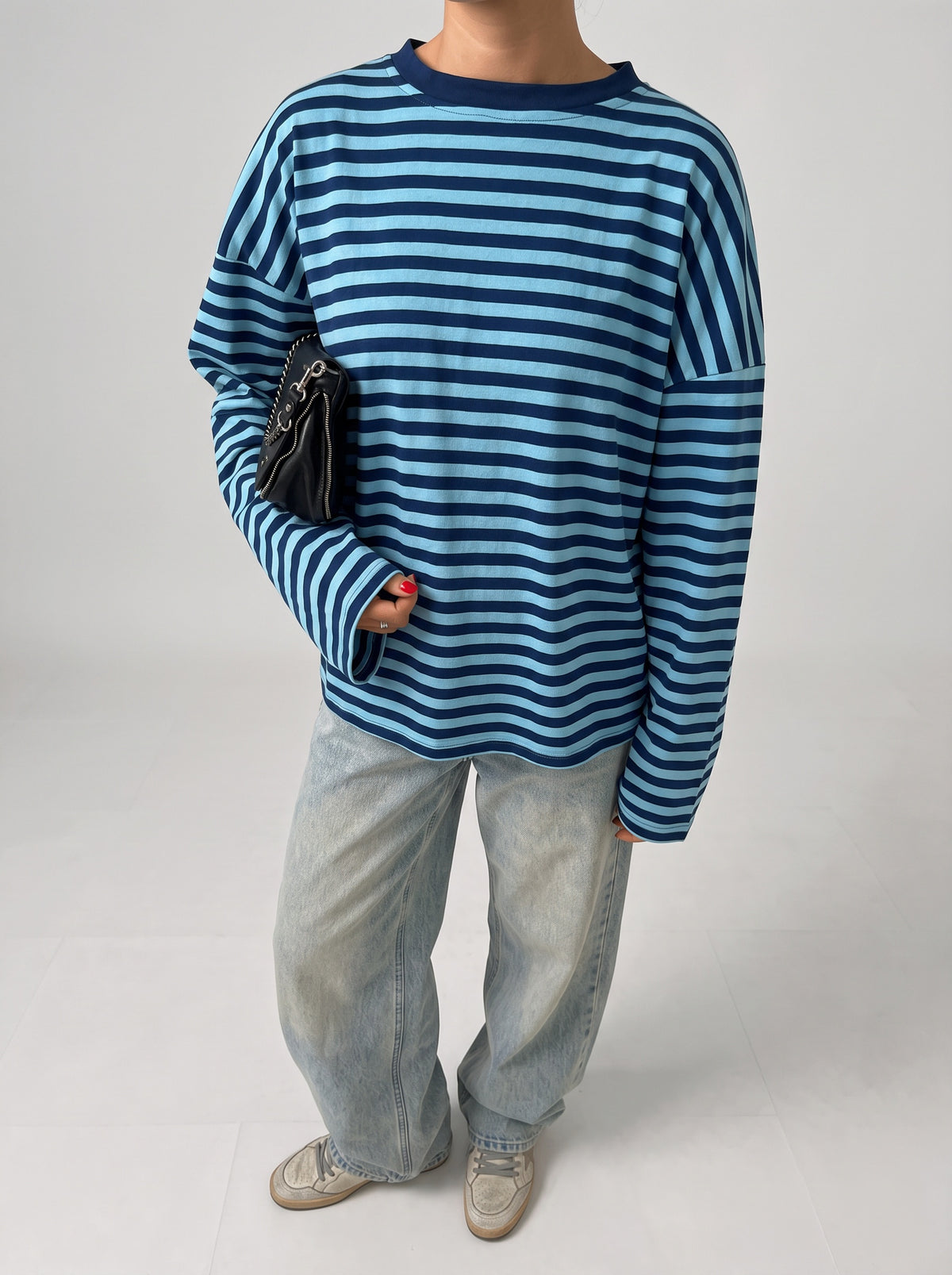 Vivien Oversized Striped Knitted Jumper - Blue