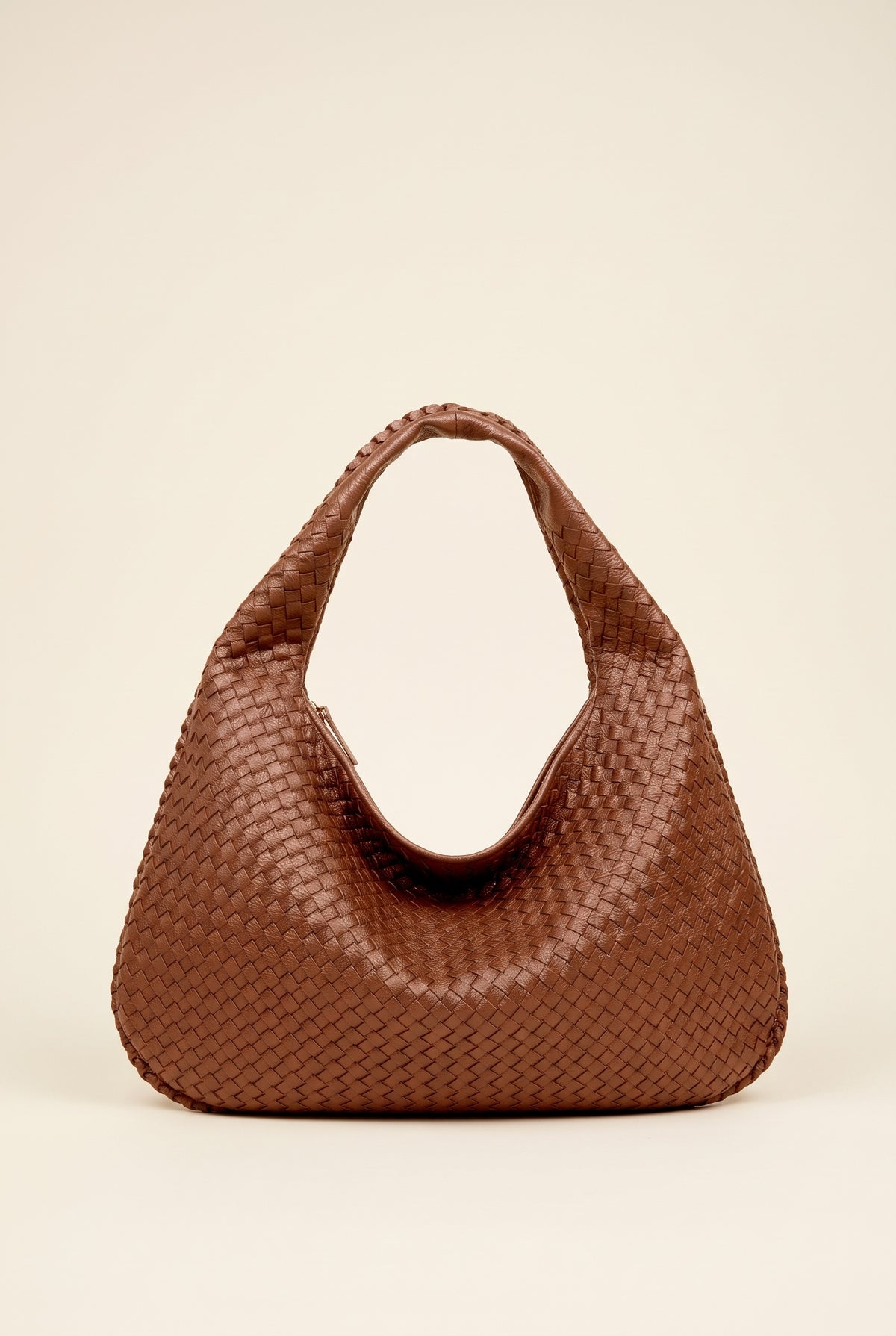XL Woven Leather Bag — Brown