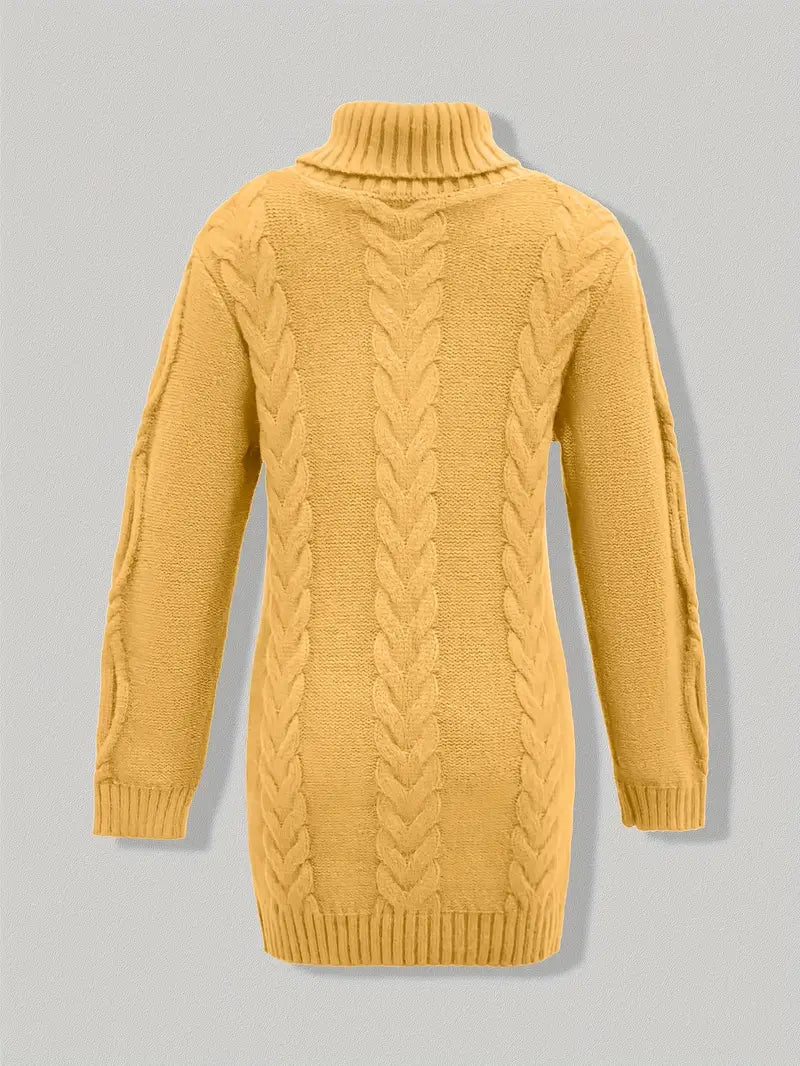 MADELEINE — Robe à Col Roulé en Maille Torsadée