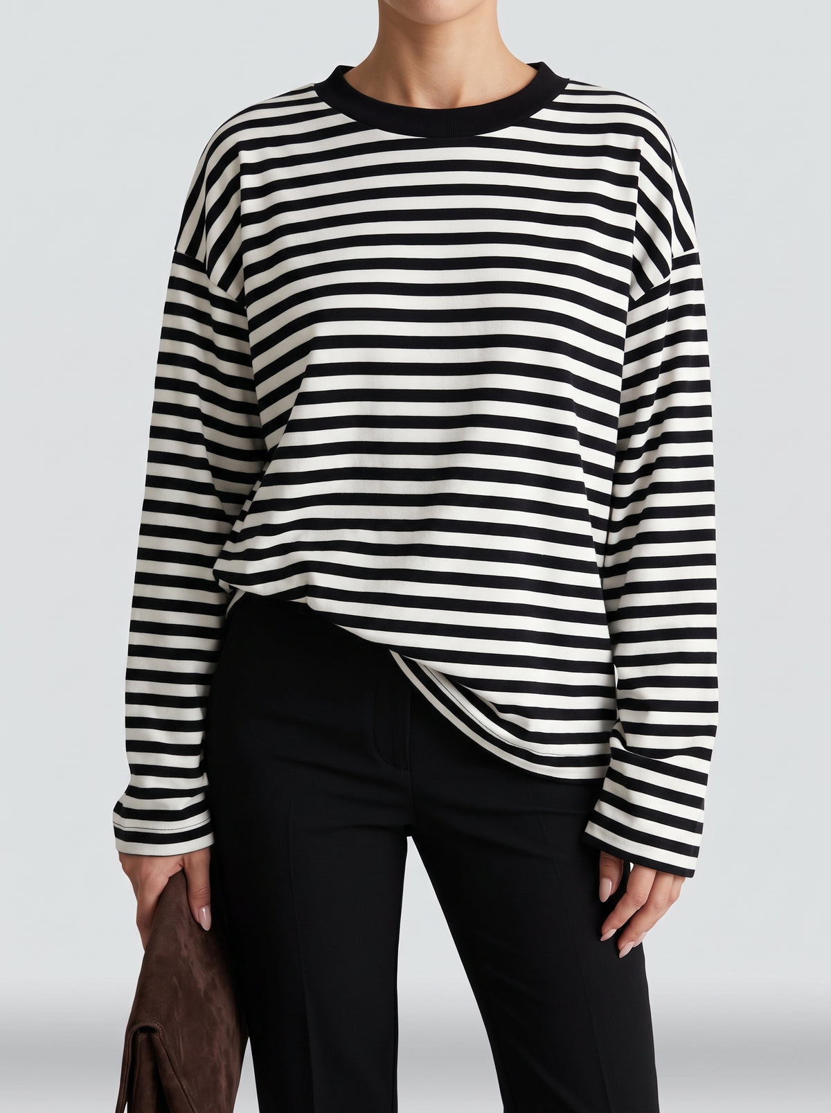 Vivien Oversized Striped Knitted Jumper - Black