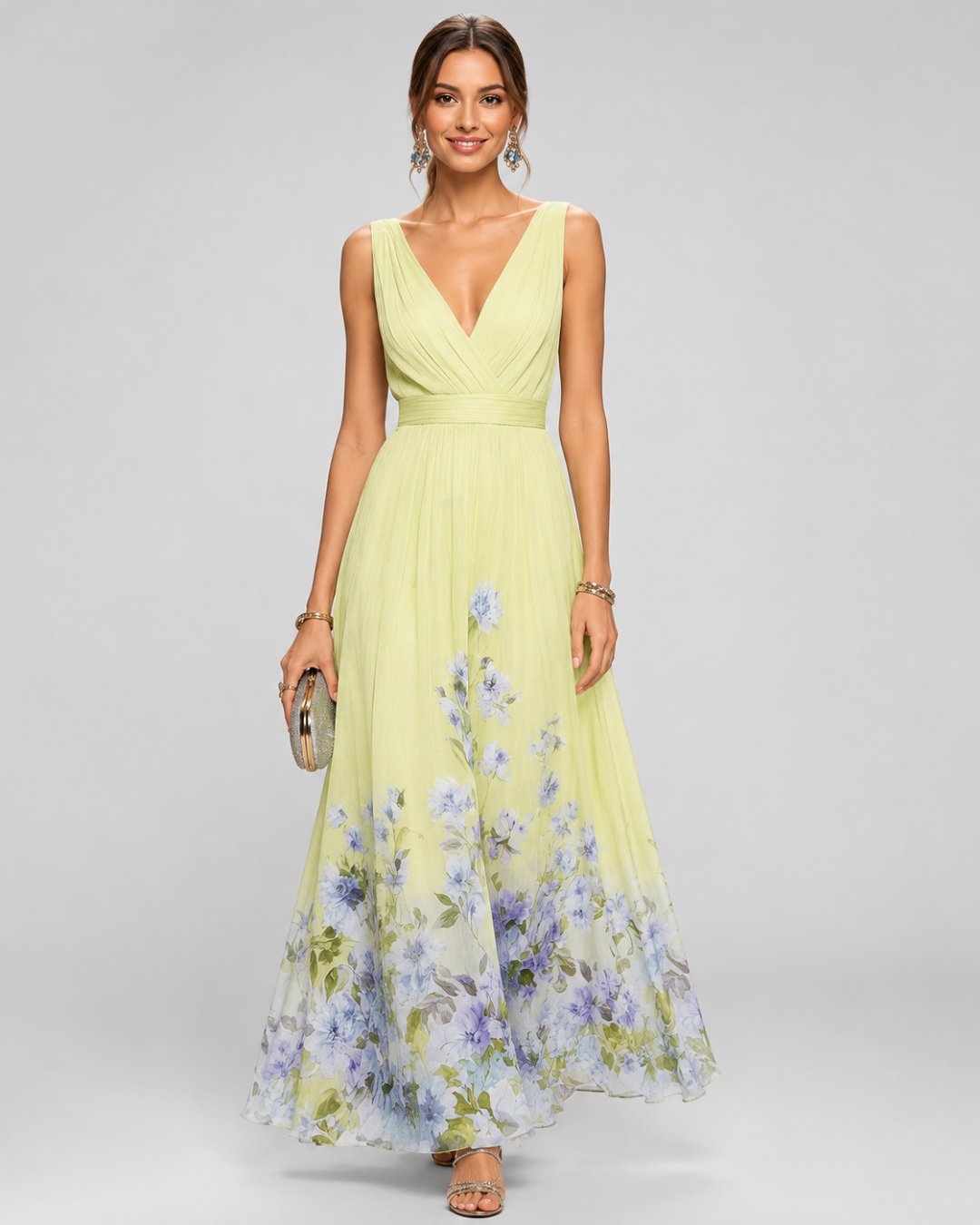 Mica · Robe Maxi Fleurie Sans Manches