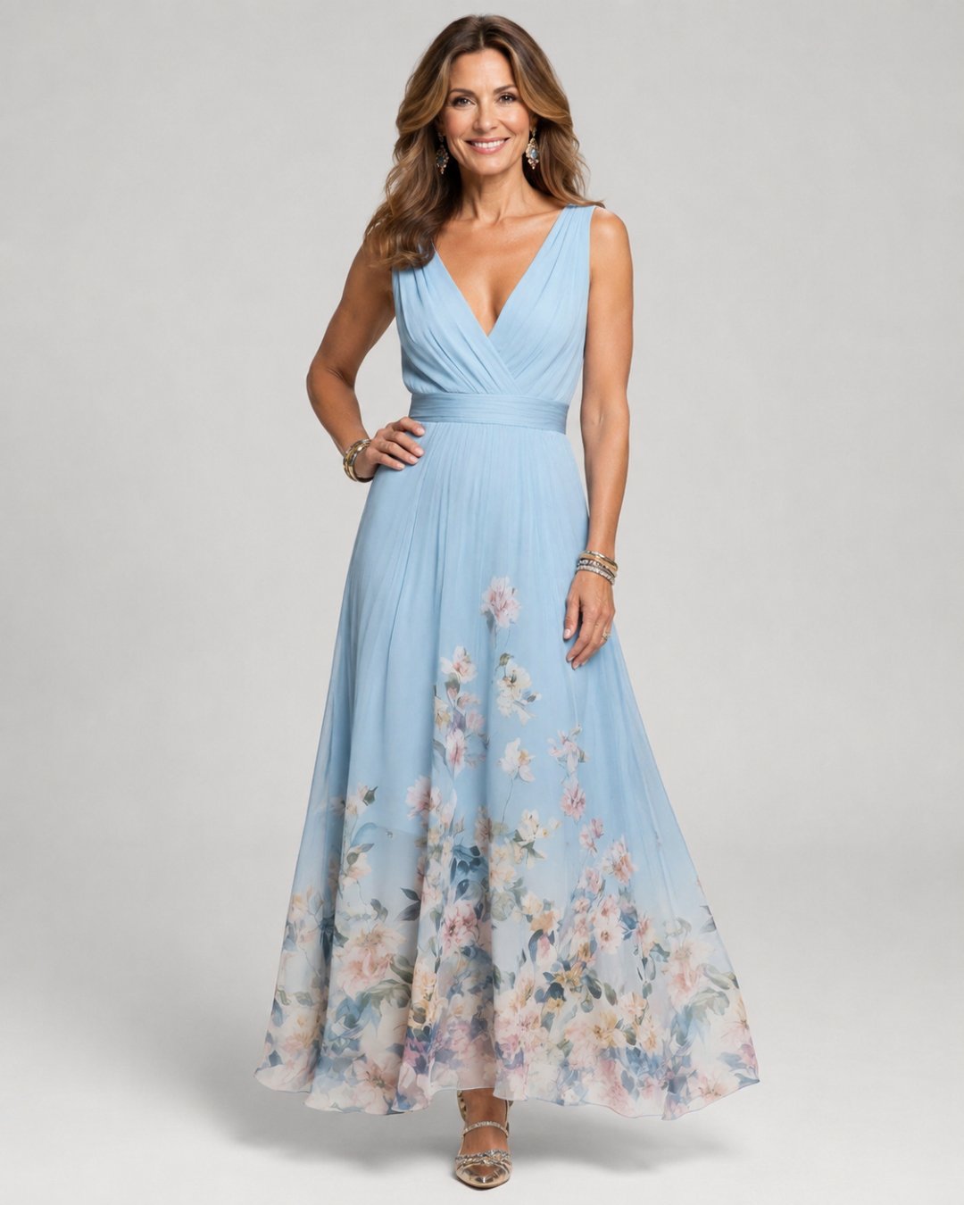 Mica · Robe Maxi Fleurie Sans Manches