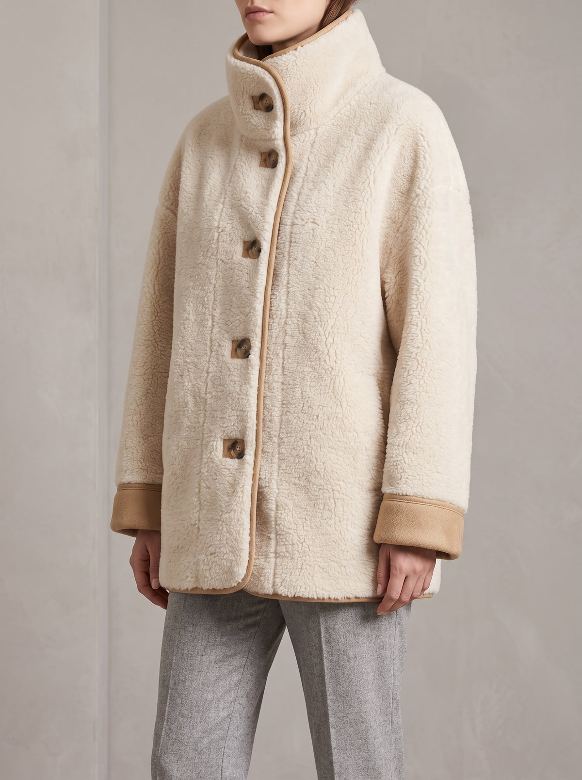 Vanya Faux Fur Coat with Flared Sleeves