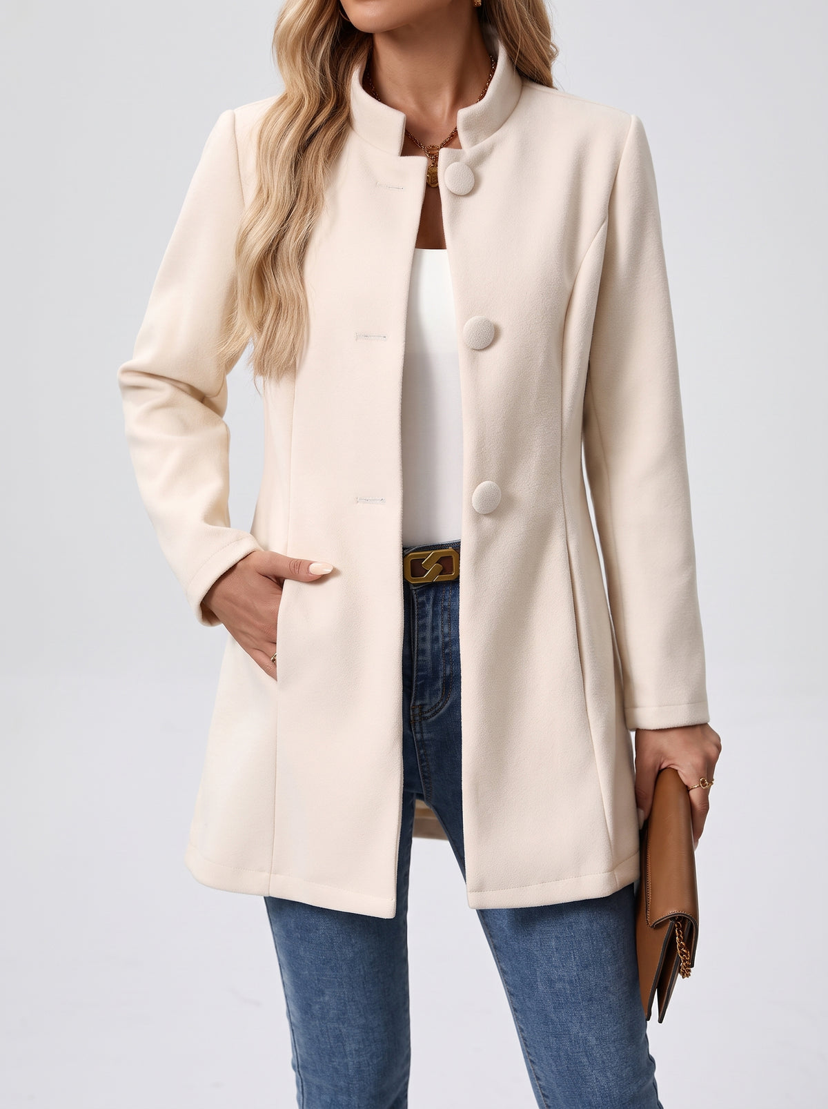 Veste fluide Clémence aux lignes épurées - Beige