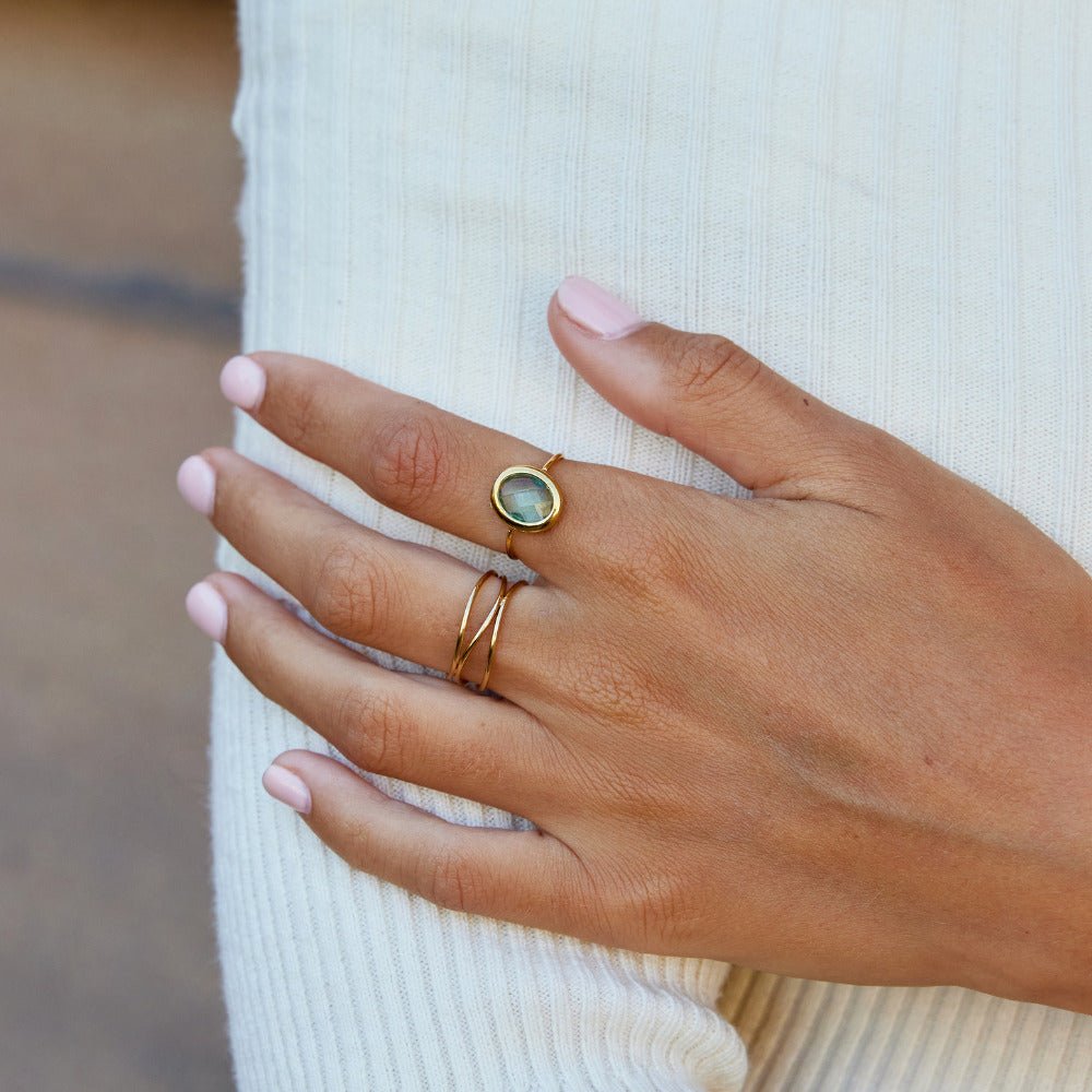 Bague Aigue-Marine Cristal et Or