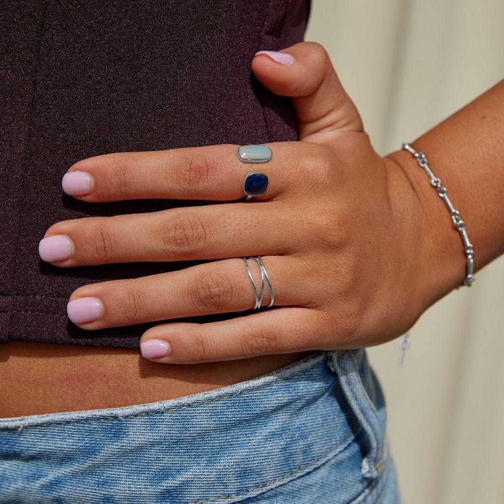 Bague Enveloppante Aigue-Marine Argentée
