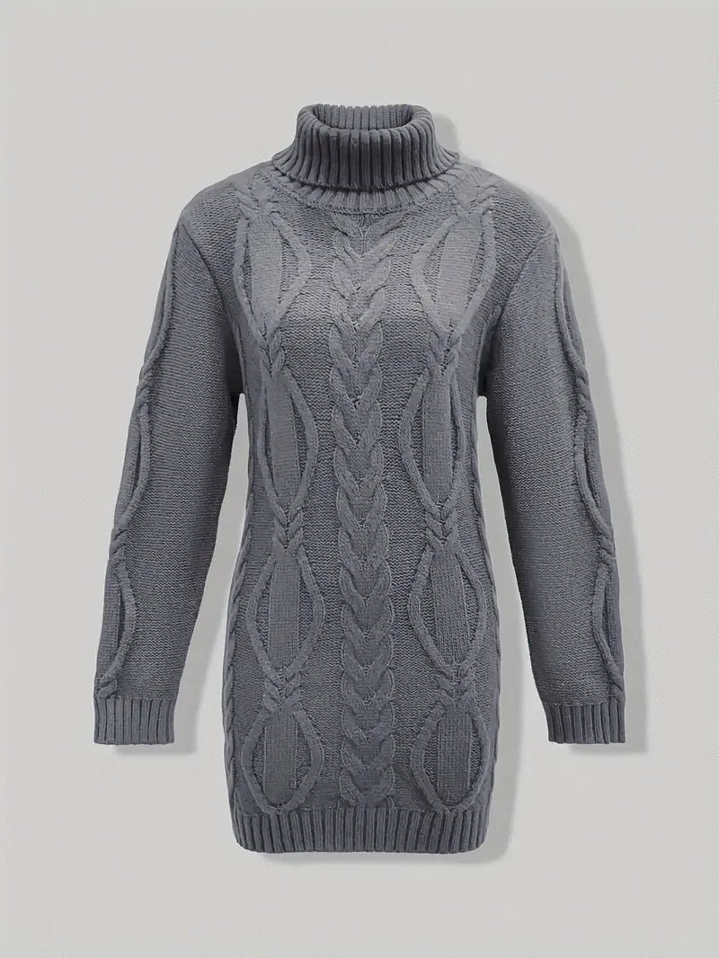 MADELEINE — Robe à Col Roulé en Maille Torsadée