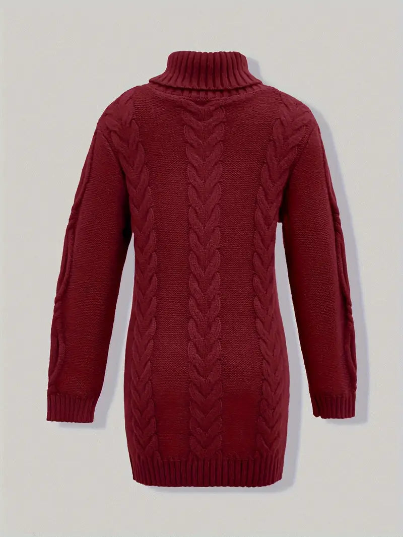 MADELEINE — Robe à Col Roulé en Maille Torsadée