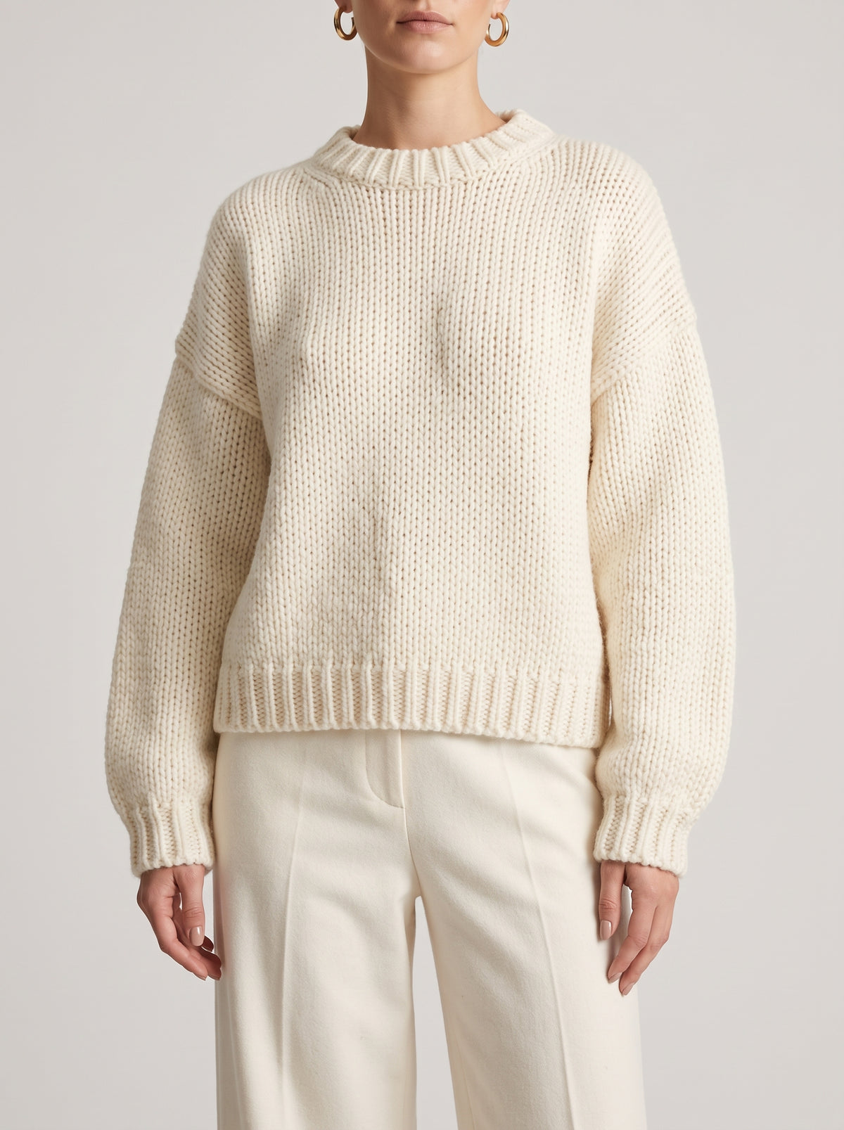 Amanda Crew Neck Cape Jumper - White