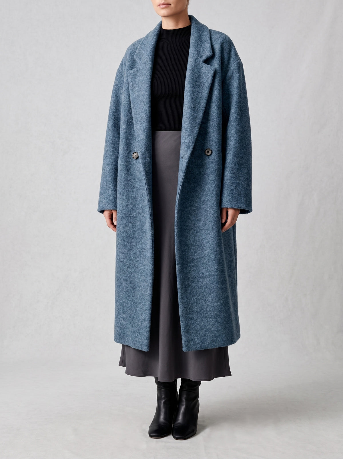 Henriette Cotton-Blend Winter Coat — Blue