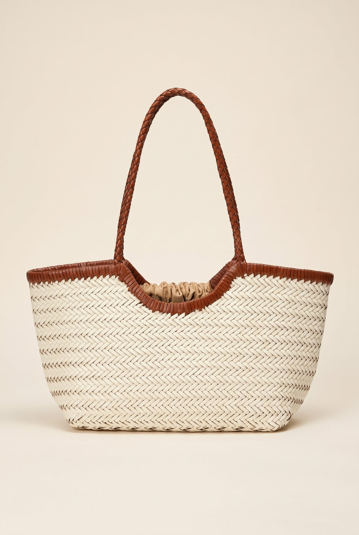 Bianca Woven Synthetic Tote — Off-White