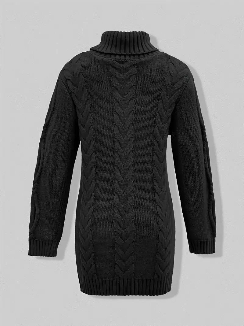 MADELEINE — Robe à Col Roulé en Maille Torsadée