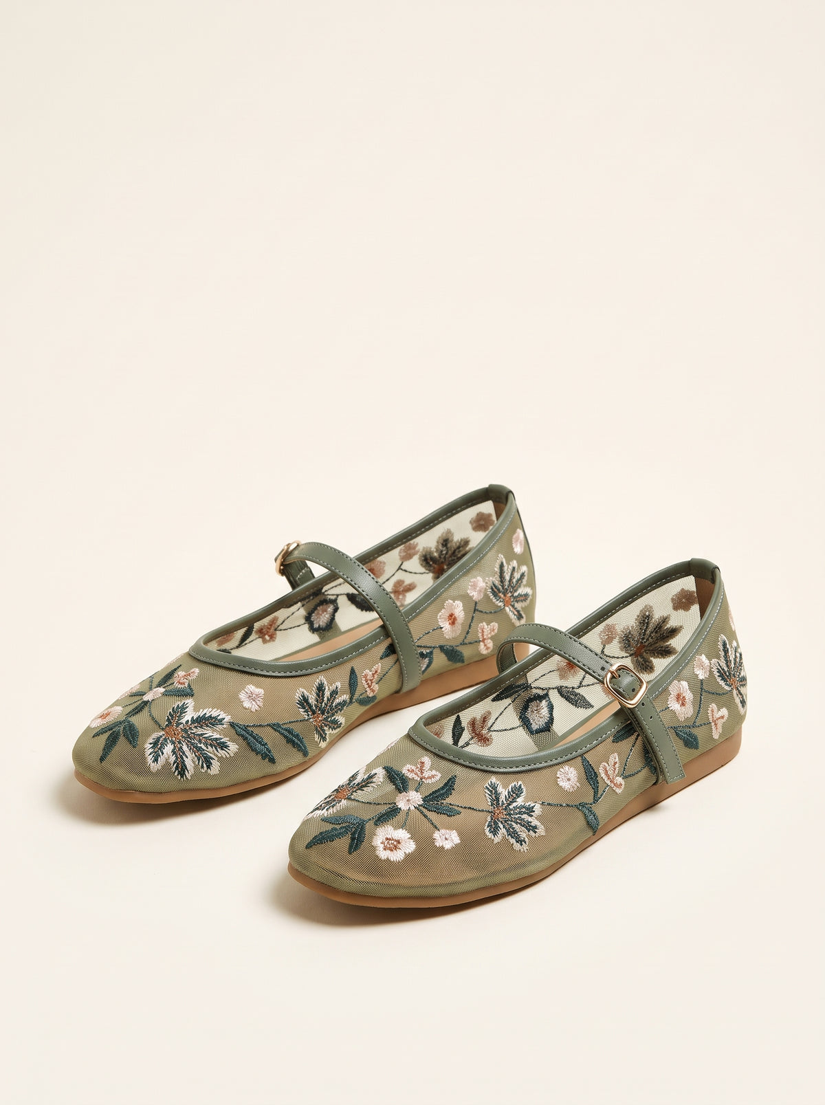 Ballerines Leah brodées - Vert