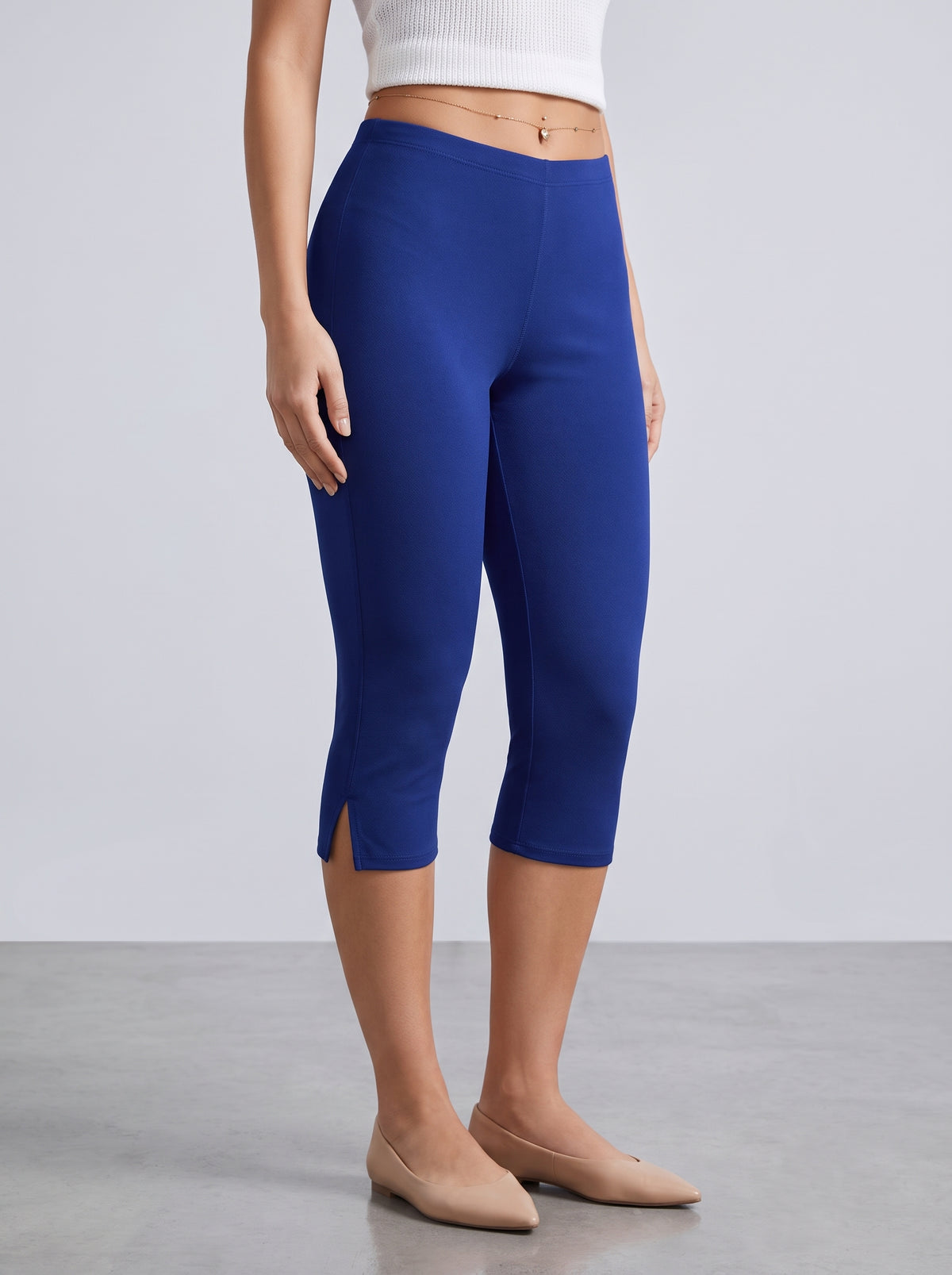 Halia Split-Hem Capri Pants — Royal Blue