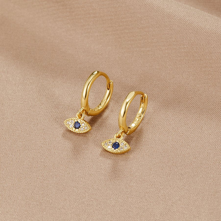 Boucles d'oreilles pendantes oeil bleu protecteur