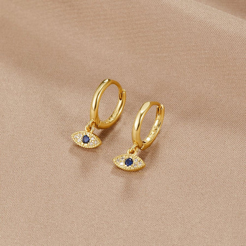 Boucles d'oreilles pendantes oeil bleu protecteur