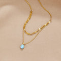 Collier Goutte Opale Bleue Multi-Rangs