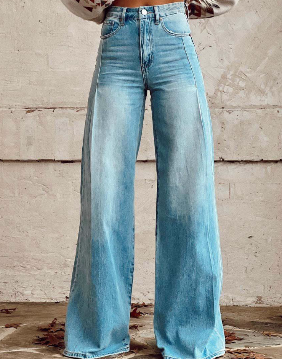 Pantalon Large Vintage, Effet Denim