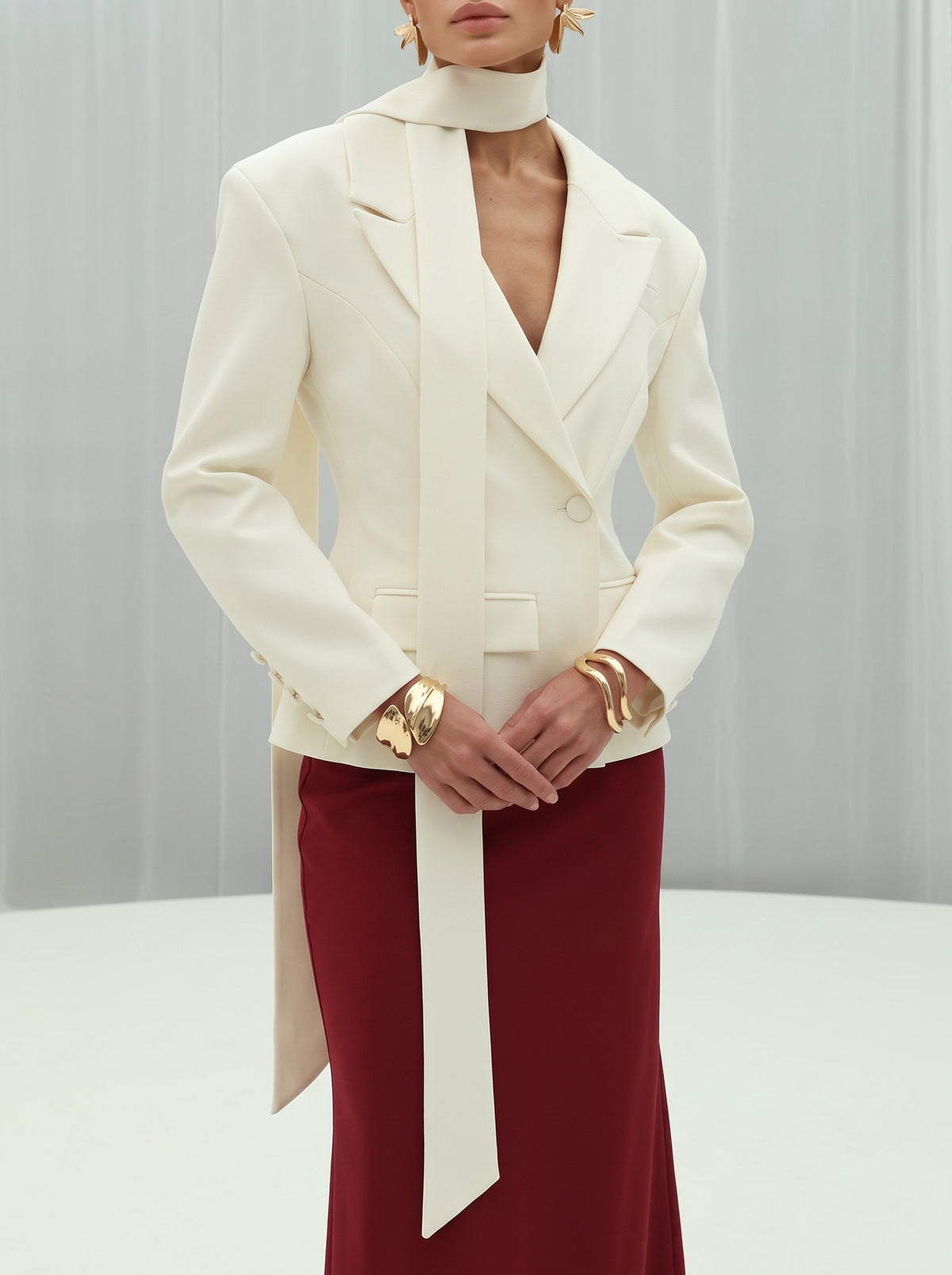 Maxine Shawl Collar Blazer - Off-White