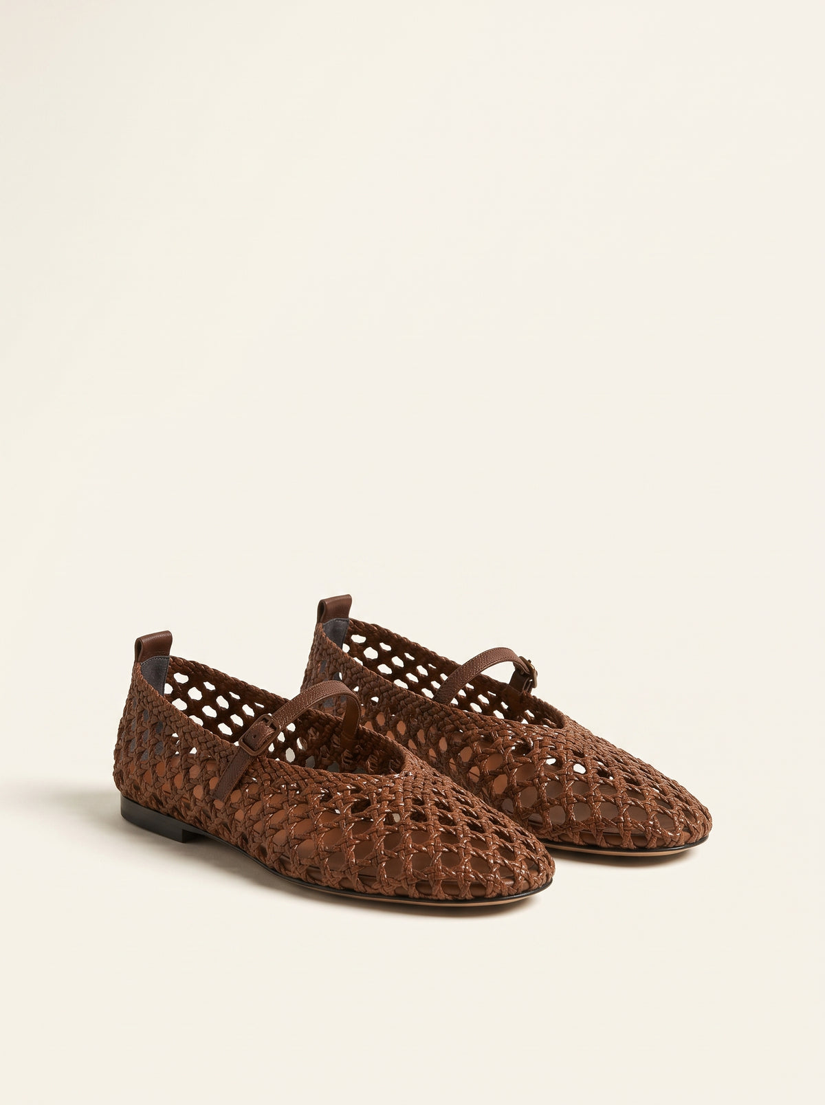 Chaussures plates Francesca tressées à bout pointu - Marron